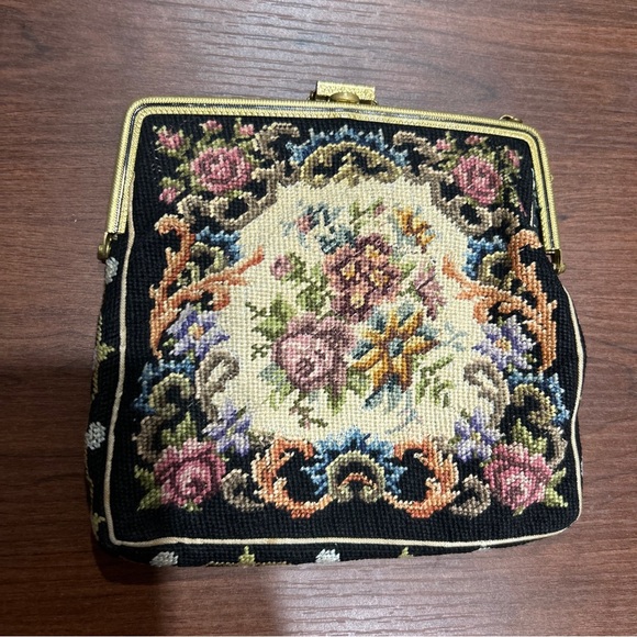 Antique Victorian 1920's Art Deco Petit Point Czechoslovakia Purse Floral - Picture 3 of 4